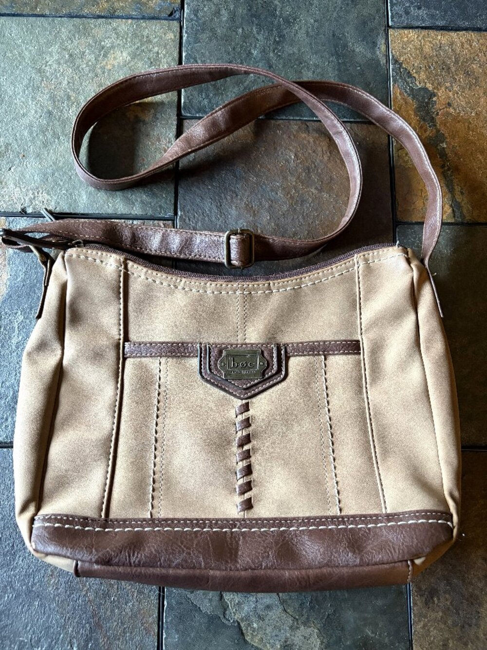 b.o.c. Born Concepts neutral tan & brown crossbody bag Boho purse